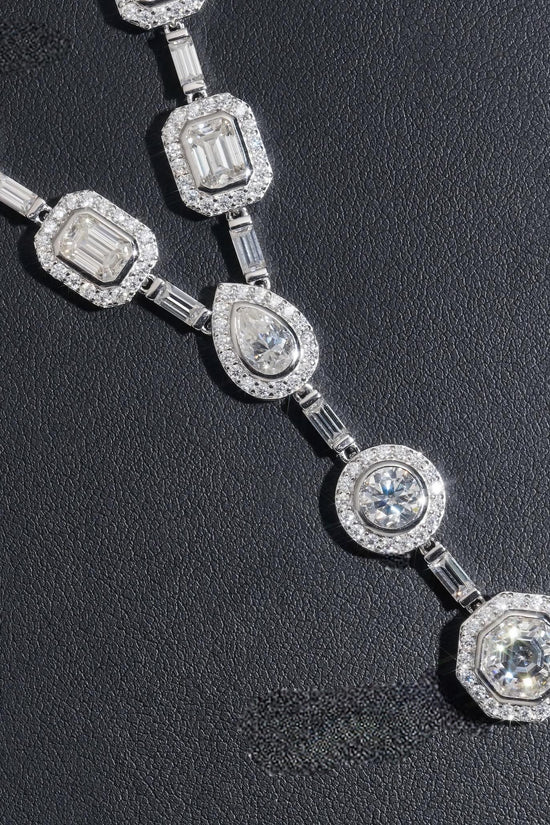Luxurious Party Jewelry Gift Iced Out 925 Sterling Silver Round Baguette Moissanite Diamond Cluster Tennis Chain Necklace