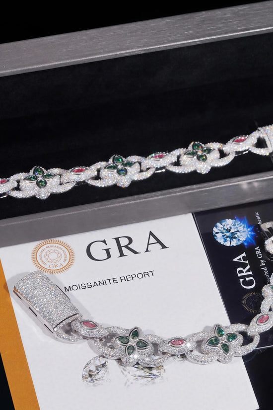 Hip Hop High Quality 925 Sterling Silver Fancy Shape Marquise 20mm Moissanite Iced Out Color VVS Diamond Bracelet