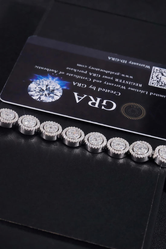 Fine Jewelry Fashion Round Circle 10MM Pass Diamond Tester Cuban Link Chain Silver Moissanite Bracelet