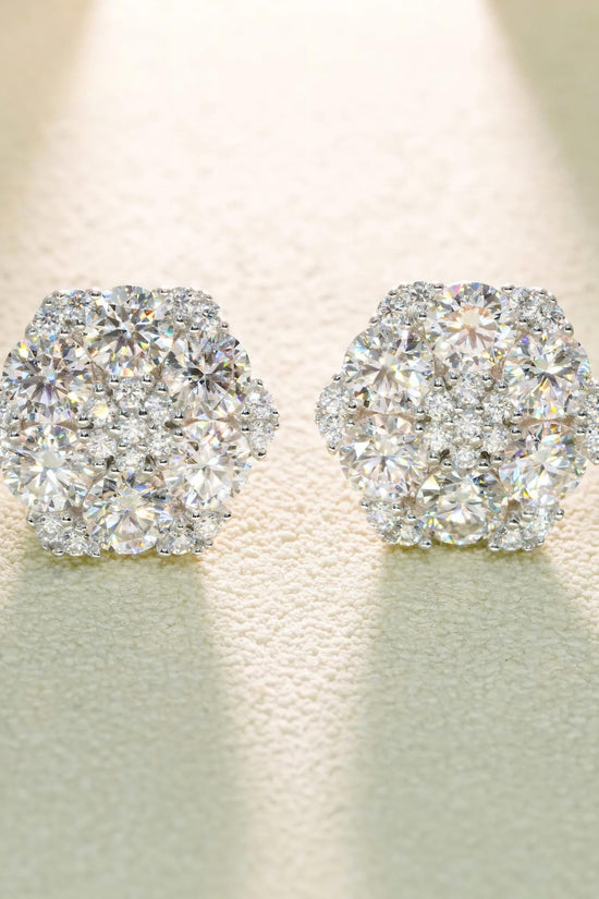 Luxury High Quality Hot Sale Flower Design Bling Jewelry 925 Sterling Silver Hip Hop Iced Out Moissanite Stud Earring Earrings