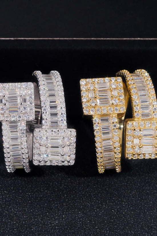 Fast Shipping Baguette Moissanite Men's Ring 925 Silver Iced Out Hip Hop Fine Jewelry Gold Plated Men Ring