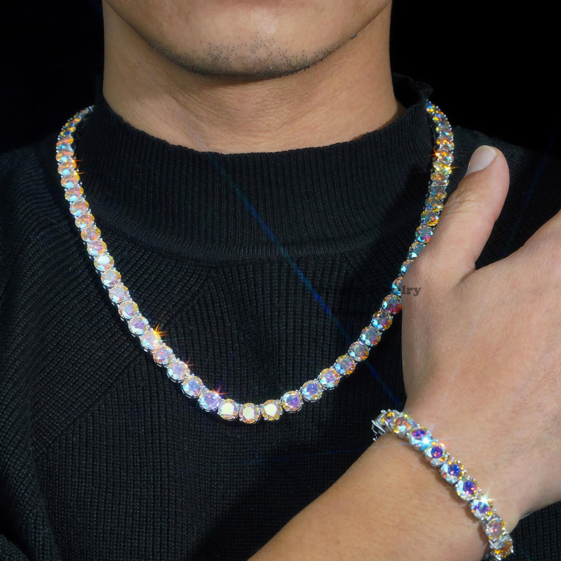 Shining Jewelry Hot Sale Hip Hop Iced Out Jewelry Fashion Diamond Tennis Necklace S925 Silver 8MM Vvs Moissanite Tennis Chain