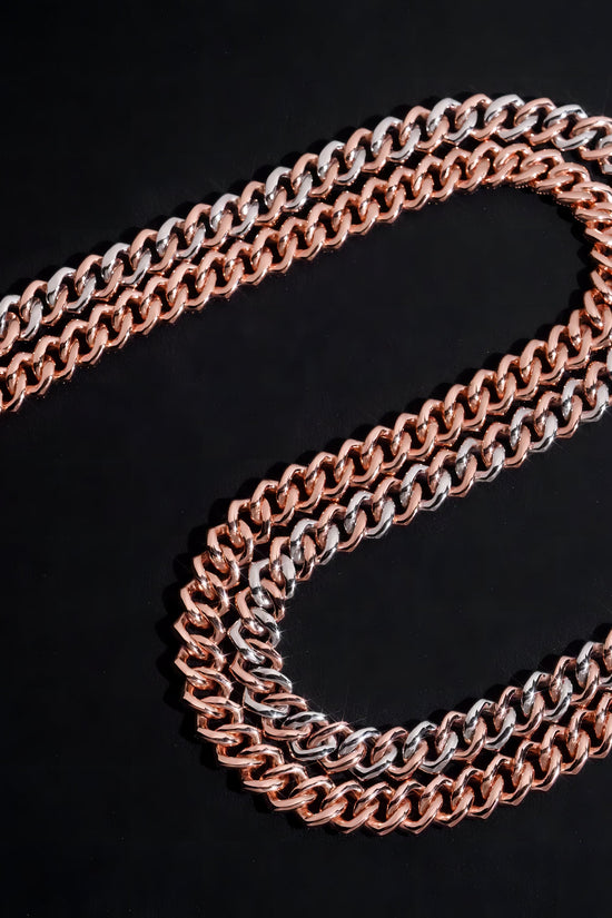 Basic Design Two Rows Iced Out VVS D Color Moissanite Diamond Rose Gold Cuban Link Chain Necklace 10MM Curve Lock