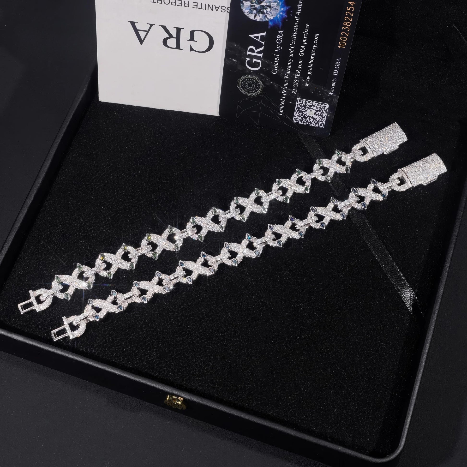 New Arrivals Hip Hop Pass Diamond Tester 925 Silver Green Blue Pear 12mm Infinity Mens Moissanite VVS Bracelet
