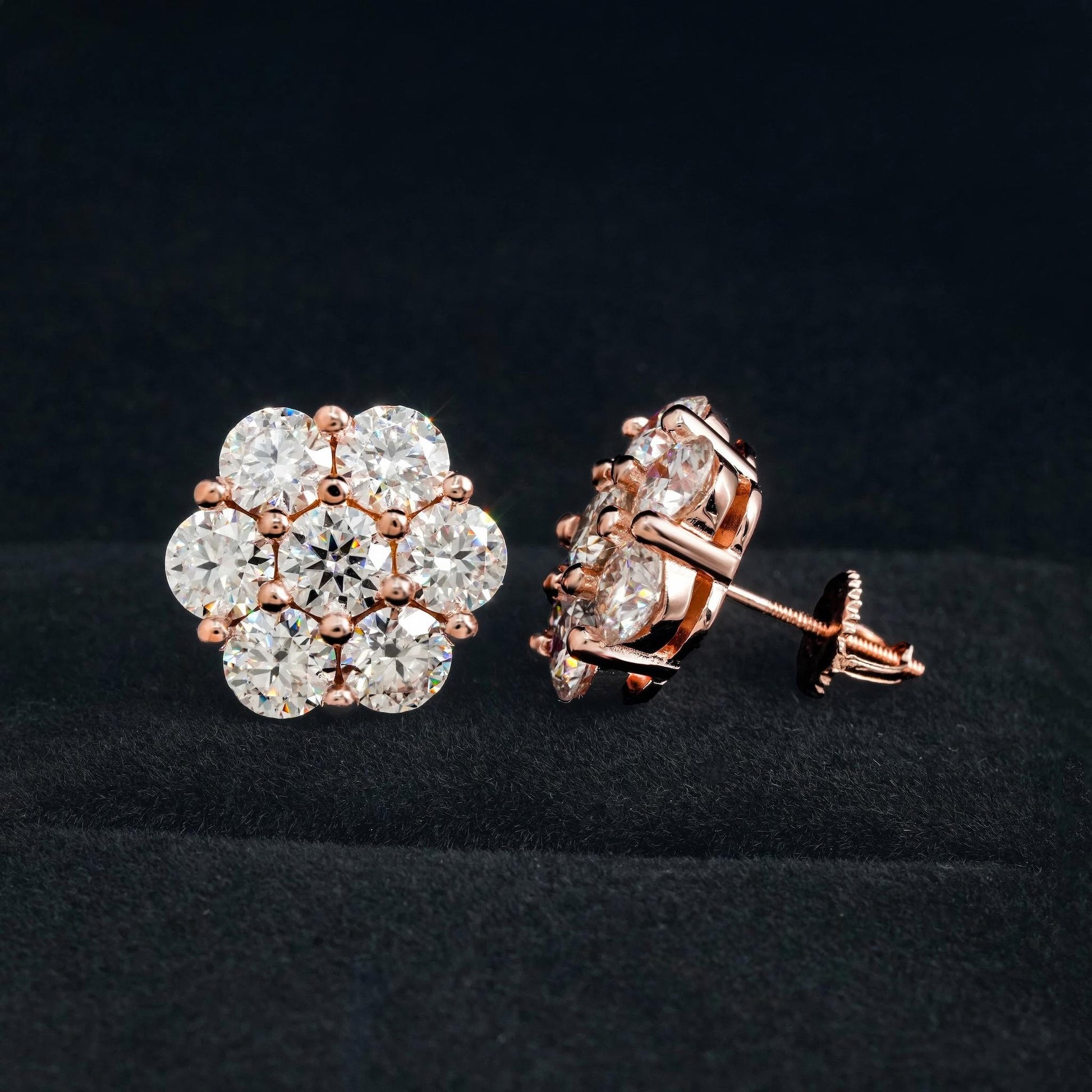 Shining Hot Top Selling Pass Diamond Tester Fine Jewelry 925 Silver 8mm 12mm 15mm Flower Earrings VVS Moissanite Stud Earrings