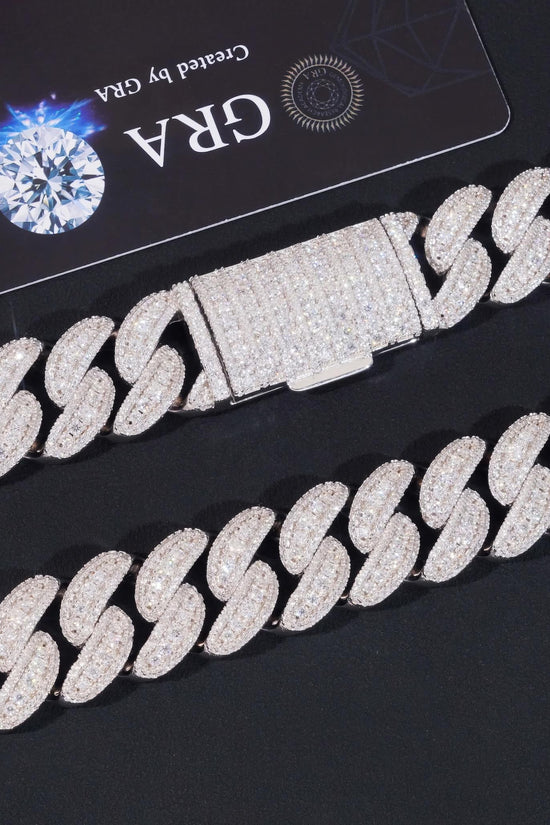 Hip Hop Jewelry Mens Luxury Heavy Iced Out Maimi 18mm 925 Silver VVS Moissanite Cuban Link Chain