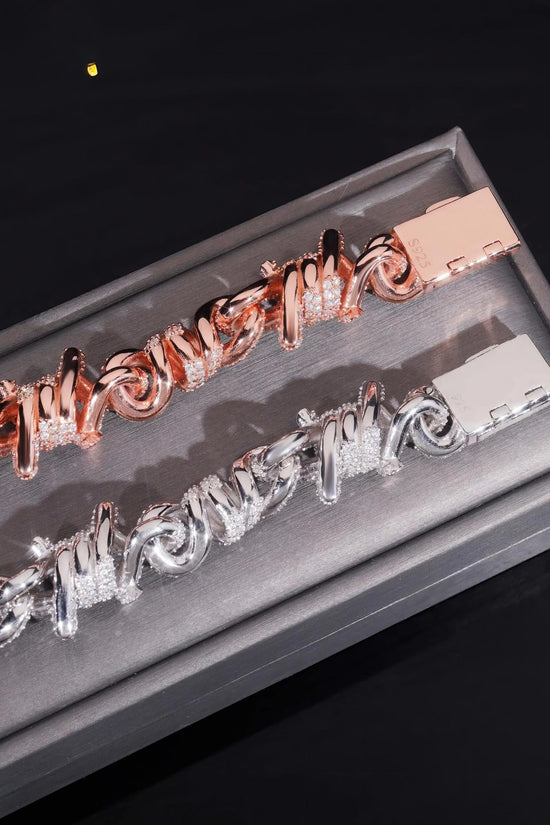 Iced Out Jewelry Hip Hop Rose Gold 15mm Twist 925 Silver Infinity Thorn Moissanite Bracelet