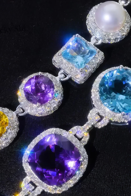 Customized Hip Hop Jewelry 925 Silver Colorful CZ Diamond Cuban Link Charm Necklace Iced Out Fashion Link Chain