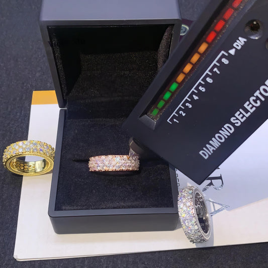 Wholesale Price Silver 925 Jewelry Ring Iced Out Two Rows VVS Moissanite Ring Men Hip Hop Rings GRA Certificated