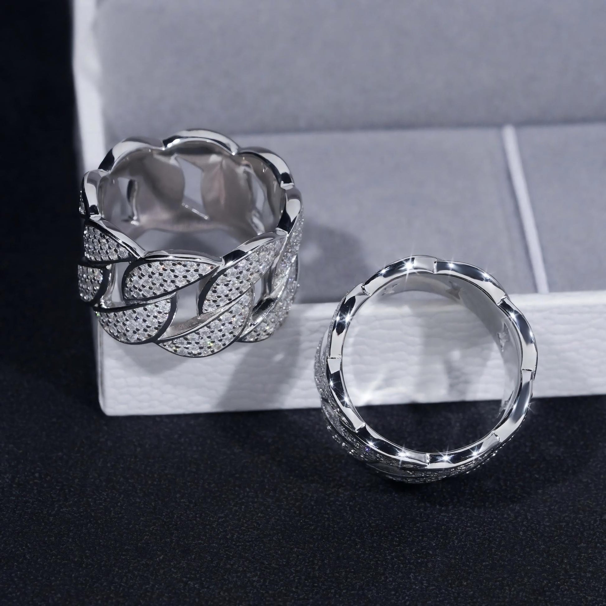 Cuban Ring Gold Plated Fine Jewelry Fast Shipping GRA Moissanite 925 Silver Iced Out Hip Hop Men's Rings