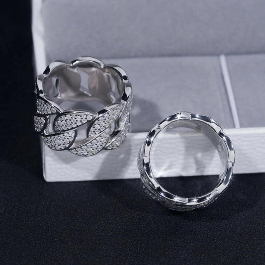 Cuban Ring Gold Plated Fine Jewelry Fast Shipping GRA Moissanite 925 Silver Iced Out Hip Hop Men's Rings