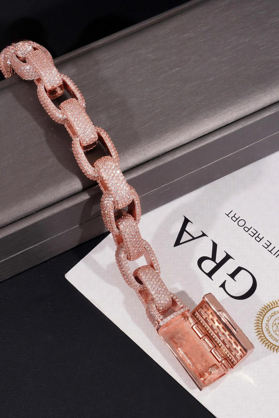 Silver 925 Gold Plated 13MM Pass Diamond Tester Hip Hop Jewelry Custom VVS Moissanite Cuban Link Chain Bracelet Men Jewelry