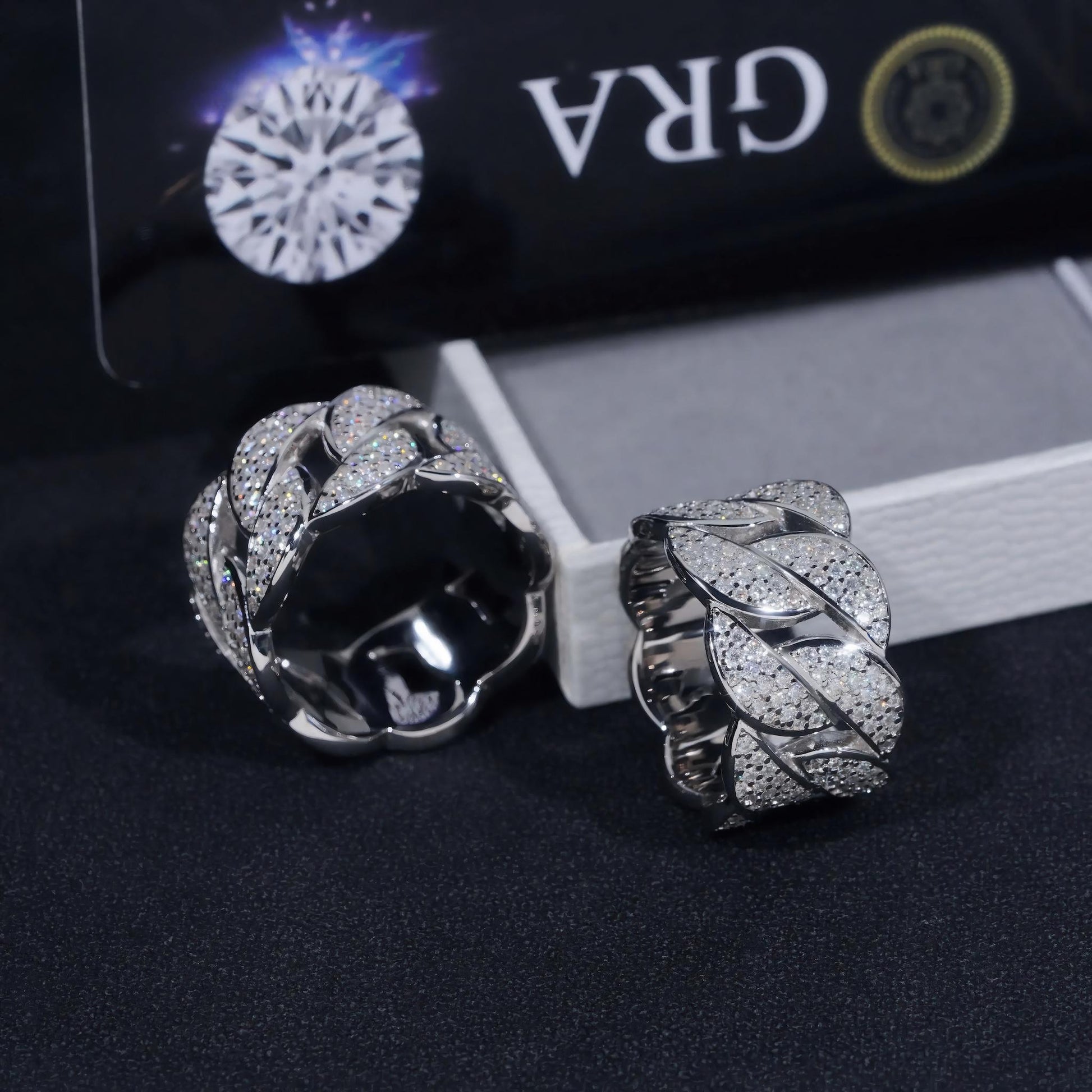 Cuban Ring Gold Plated Fine Jewelry Fast Shipping GRA Moissanite 925 Silver Iced Out Hip Hop Men's Rings